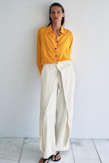 بنطلون بثنيات أمامية ZW COLLECTION - خَام الخاص بـ Zara