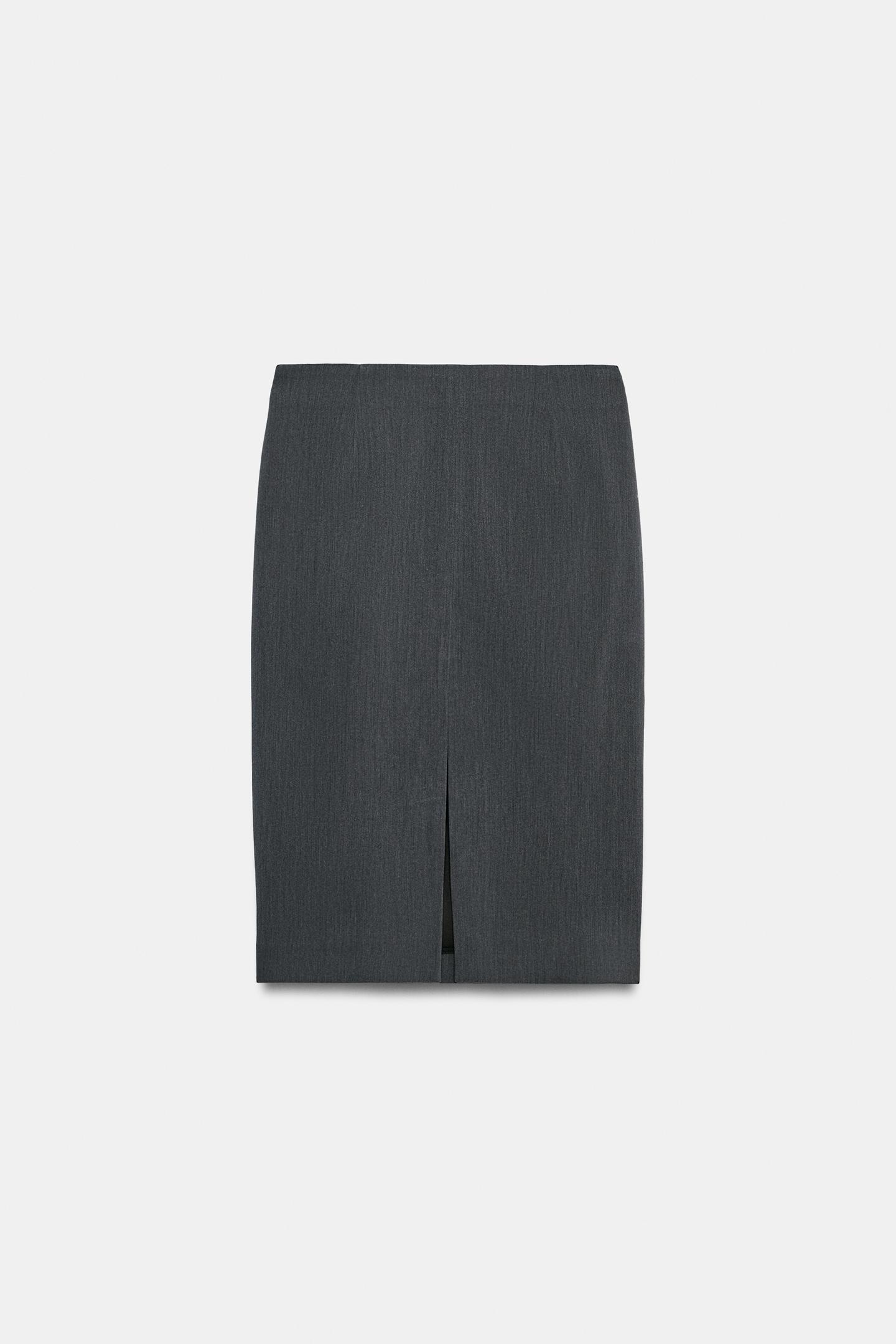 Женская юбка Zara MIDI, цвет: Тёмный серый — фото 6