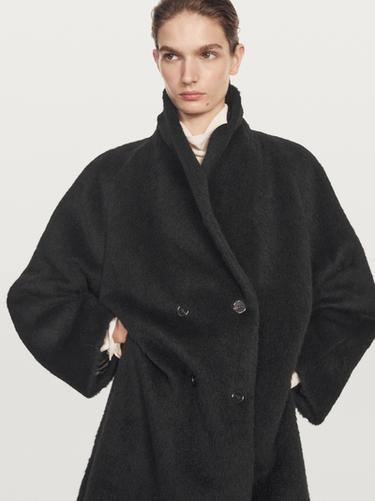Zara Long alpaca and wool coat - Black