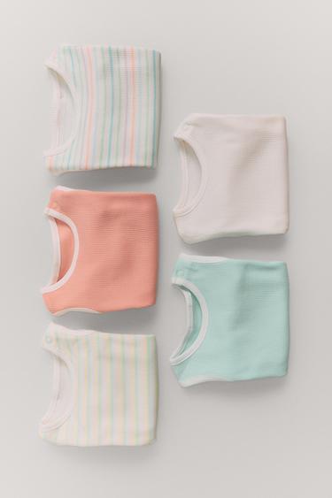 5-PACK OF STRIPED SLEEVELESS BODYSUITS - Multicoloured by Zara
