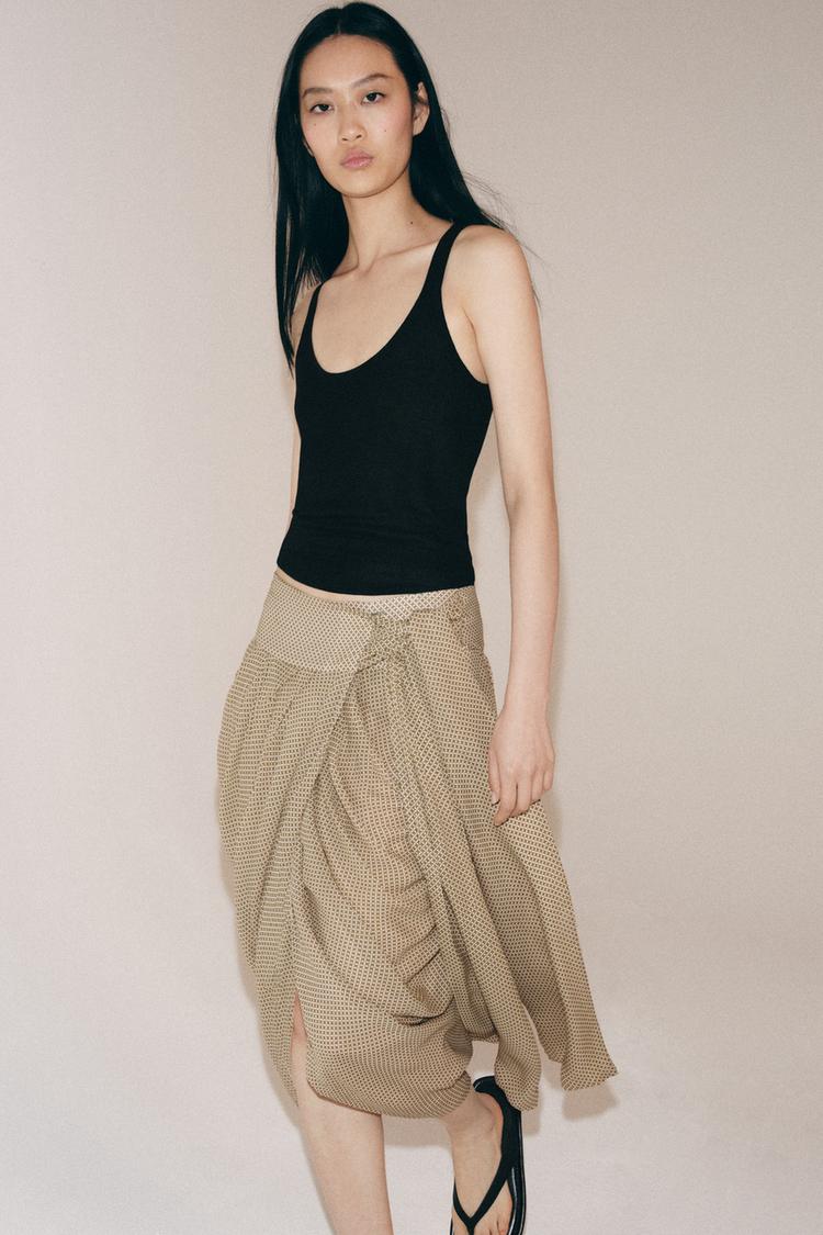 ZW COLLECTION DESENLİ DRAPELİ ETEK