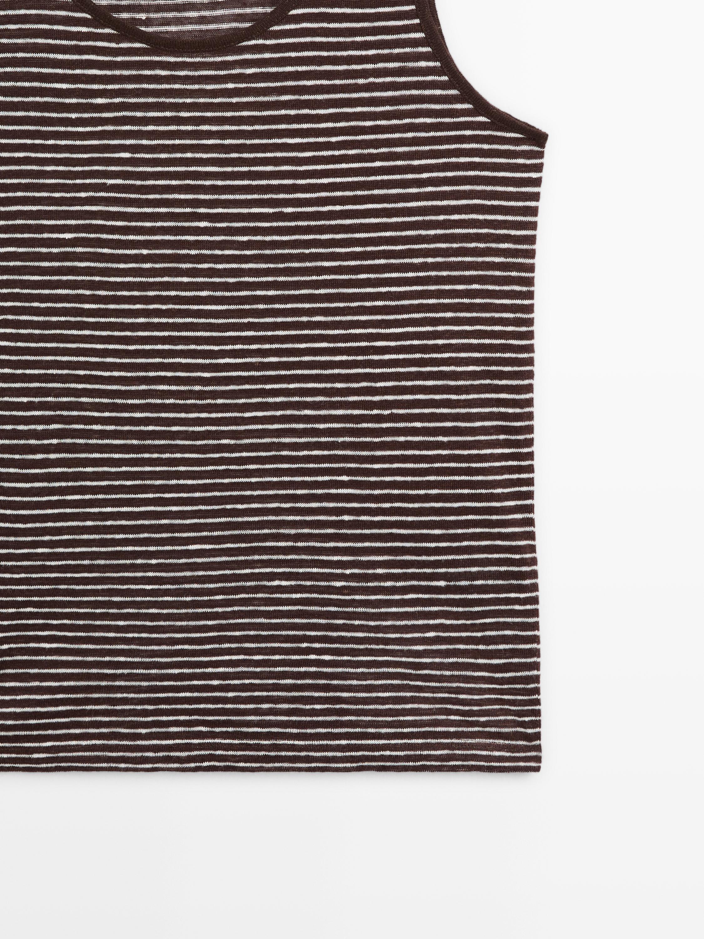 Striped strappy linen top