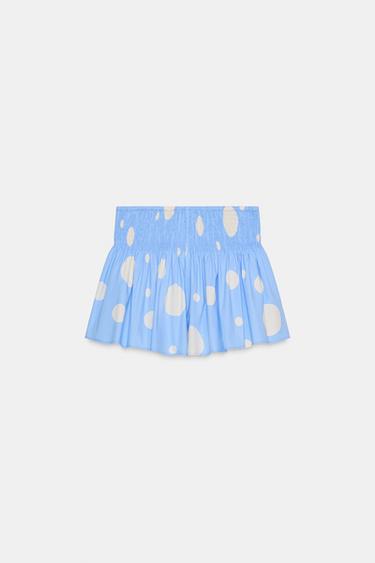 Zara POLKA DOT MINI SKIRT - Blue / White