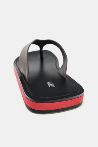 SANDALES PLATES EN CUIR - Multicolore de Zara - Image 4