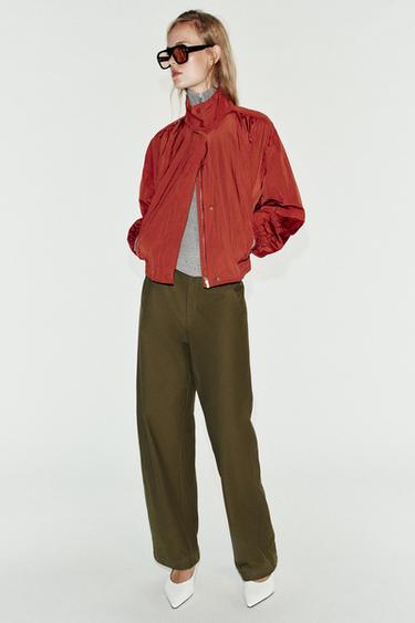CAZADORA BOMBER CUELLO SUBIDO - Teja de Zara - Imagen 0