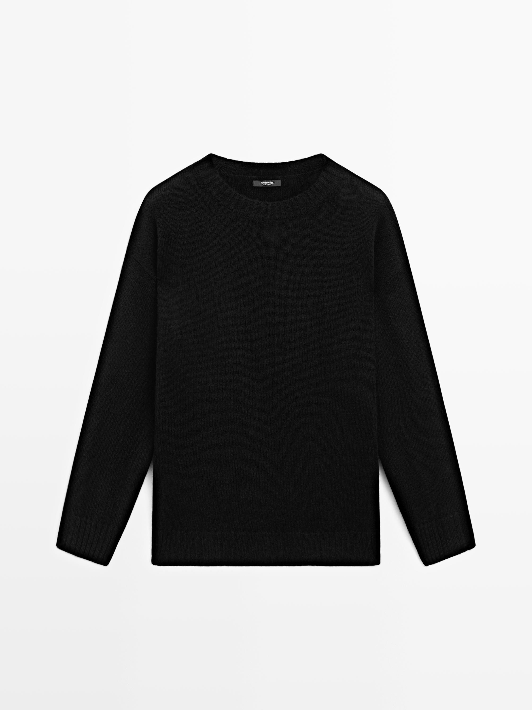 Wool blend crew neck sweater
