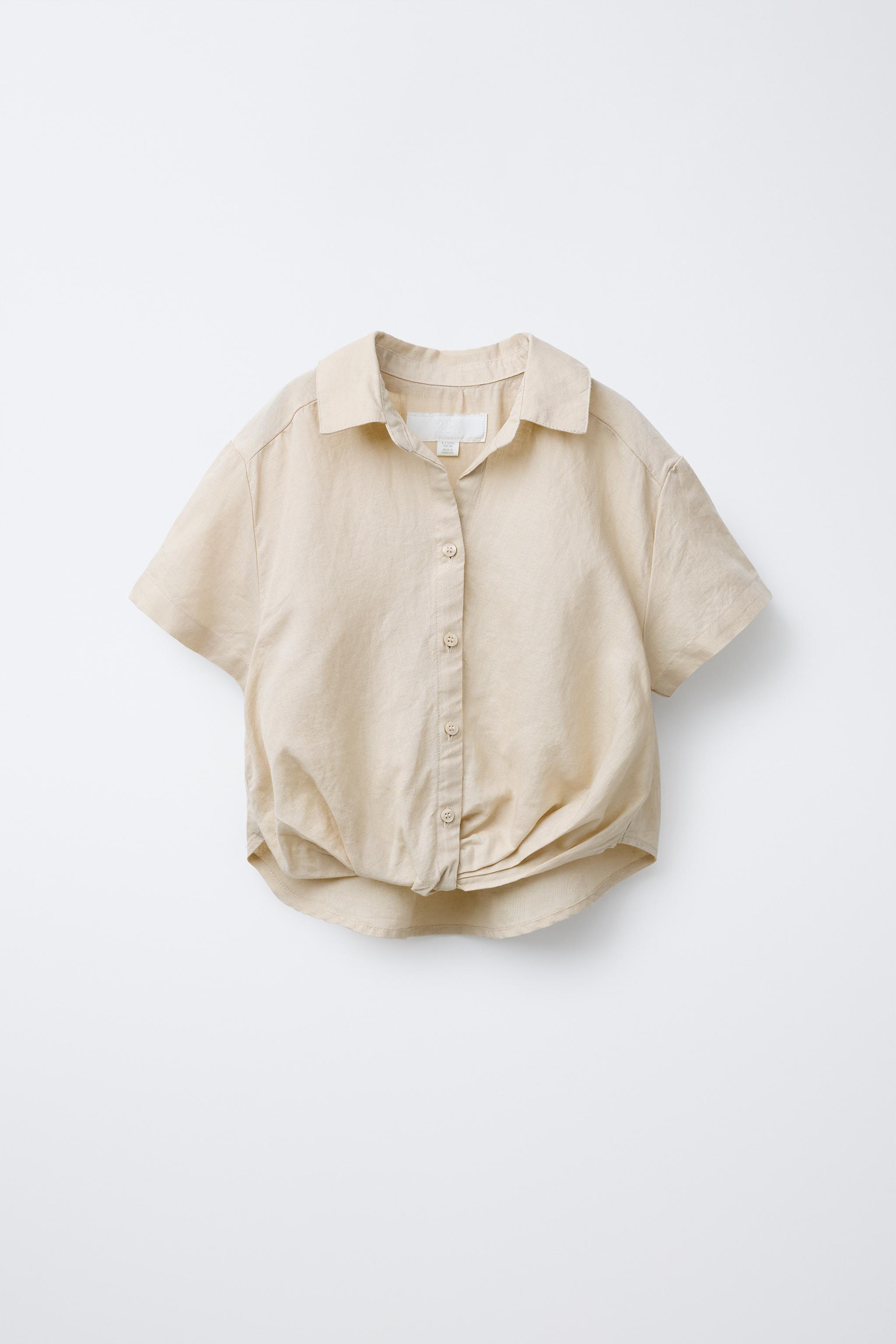 リネン混ギャザーシャツ - サンド | ZARA Japan / 日本