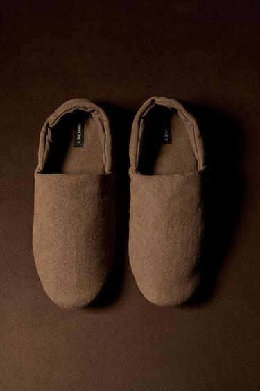LINNEN BABOUCHES - Bruin van Zara - Afbeelding 0