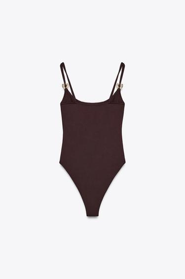 BODY POLYAMIDE COQUILLAGE - Marron foncé de Zara - Image 5