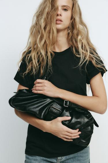 MAXI BUCKET BAG WITH GATHERED DETAIL AND BUCKLE - Black by Zara - Image 1