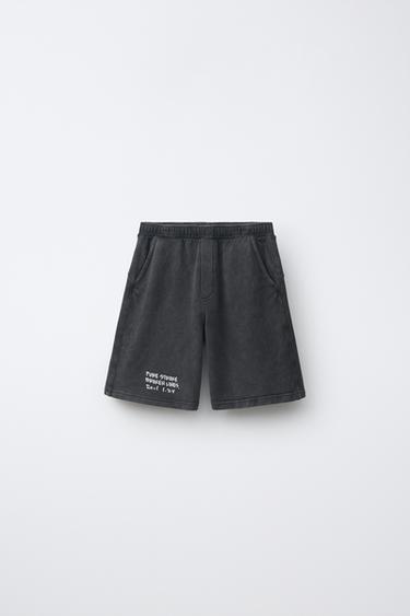 BERMUDA EFECTO LAVADO TEXTO - Gris antracita de Zara