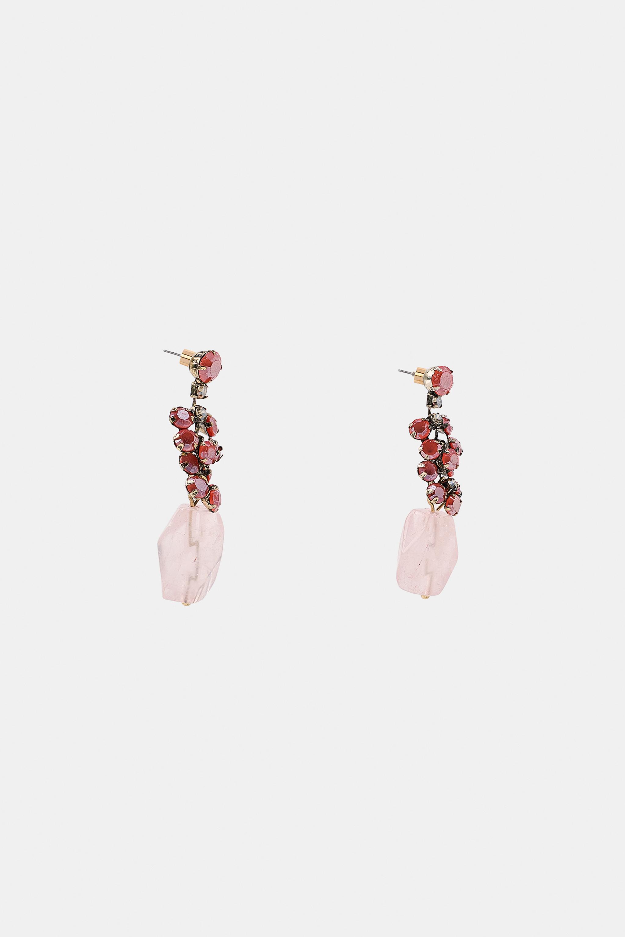 Женские аксессуары Zara SPARKLY STONE EARRINGS — фото 4
