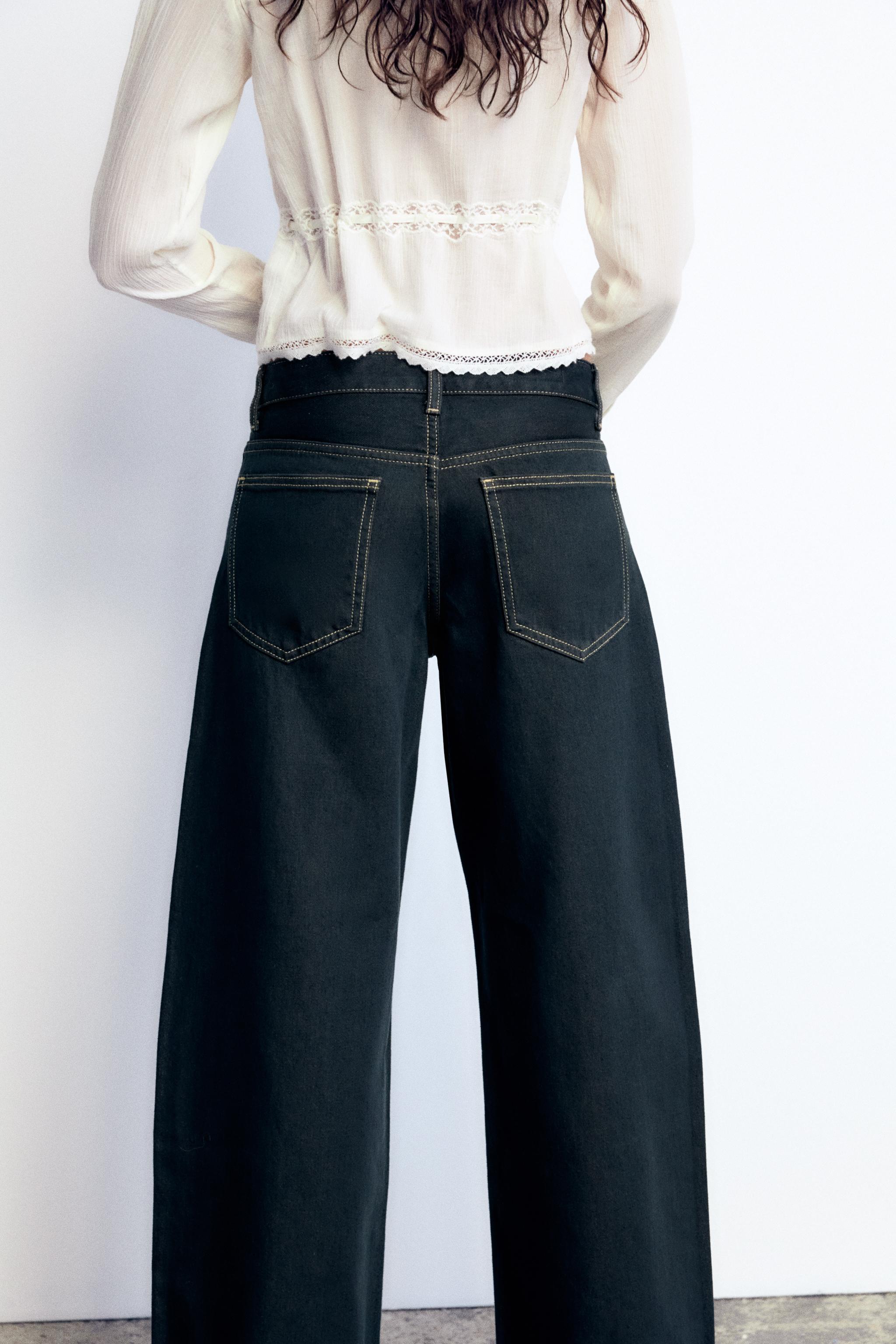 TRF RELAXED LOW-RISE FOLD UP MINI JEANS - Black / Yellow | ZARA United  States