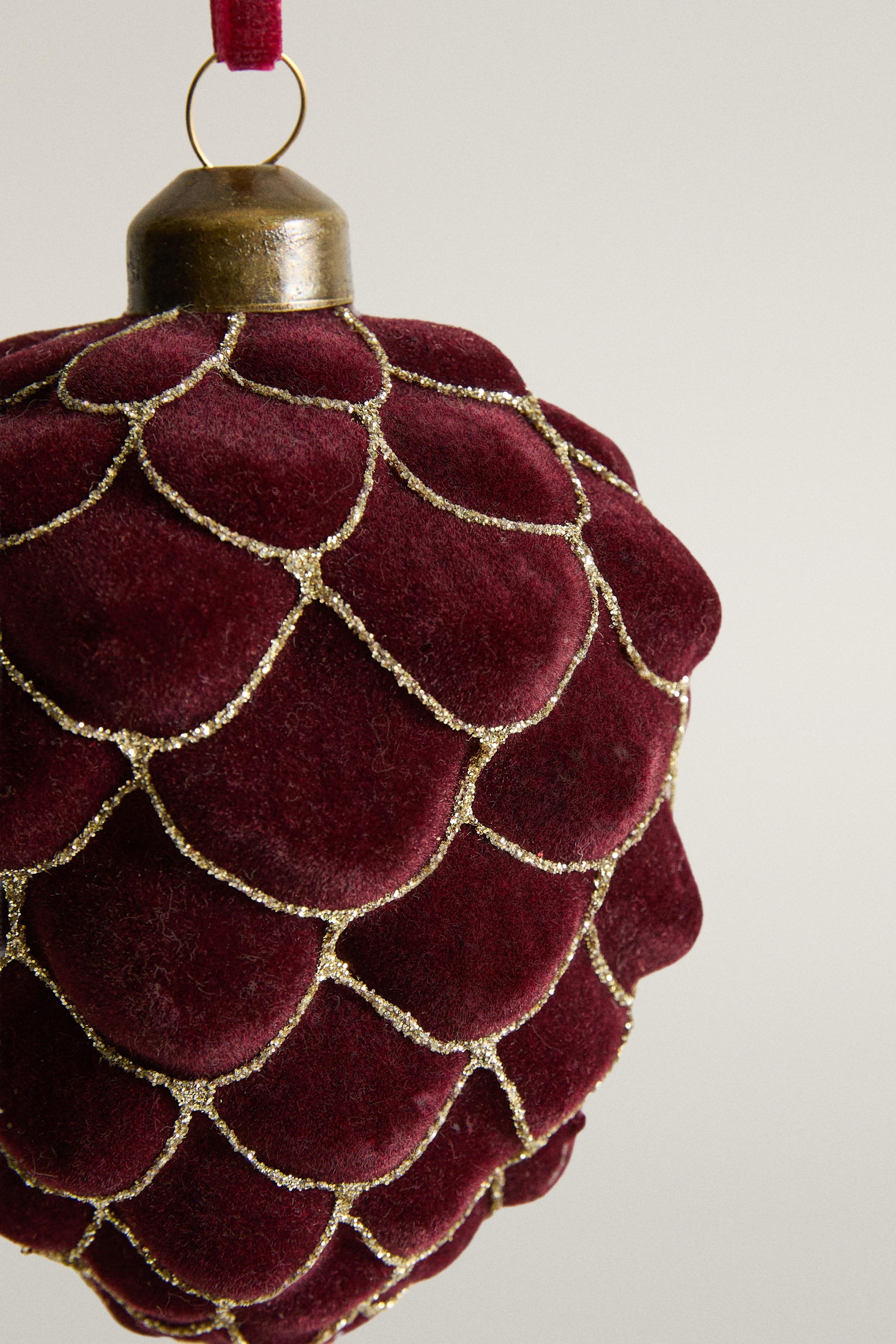 VELVET PINE CONE CHRISTMAS TREE DECORATION