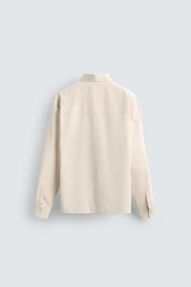 CHEMISE COTON - VISCOSE À RAYURES - Beige de Zara - Image 8