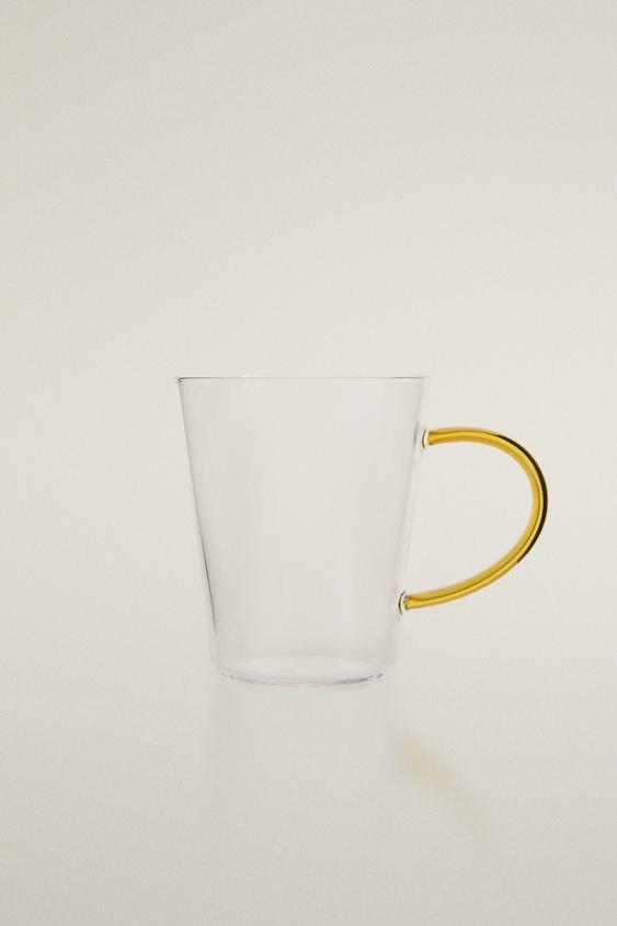 BOROSILICATE GLASS MUG WITH COLOURED HANDLE - Yellow by Zara - Image 0