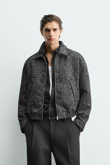 Zara TEXTURED JACQUARD JACKET - Blue / Indigo