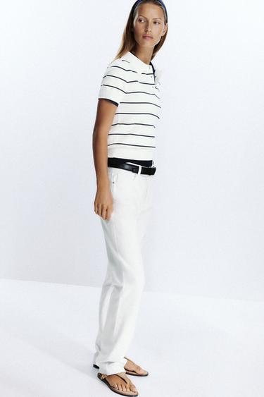 SHORT SLEEVE KNIT POLO JUMPER - striped by Zara - Image 2