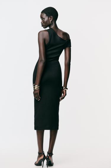 GATHERED MIDI DRESS - Black by Zara - Image 4