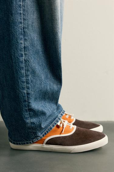 ZAPATILLA COMBINADA PIEL - Marrón de Zara - Imagen 0