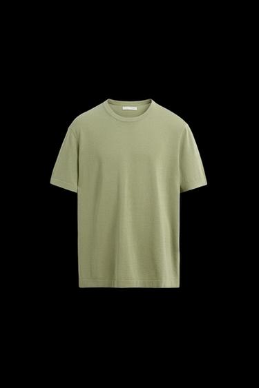 REGULAR FIT KNITTED T-SHIRT - Green by Zara