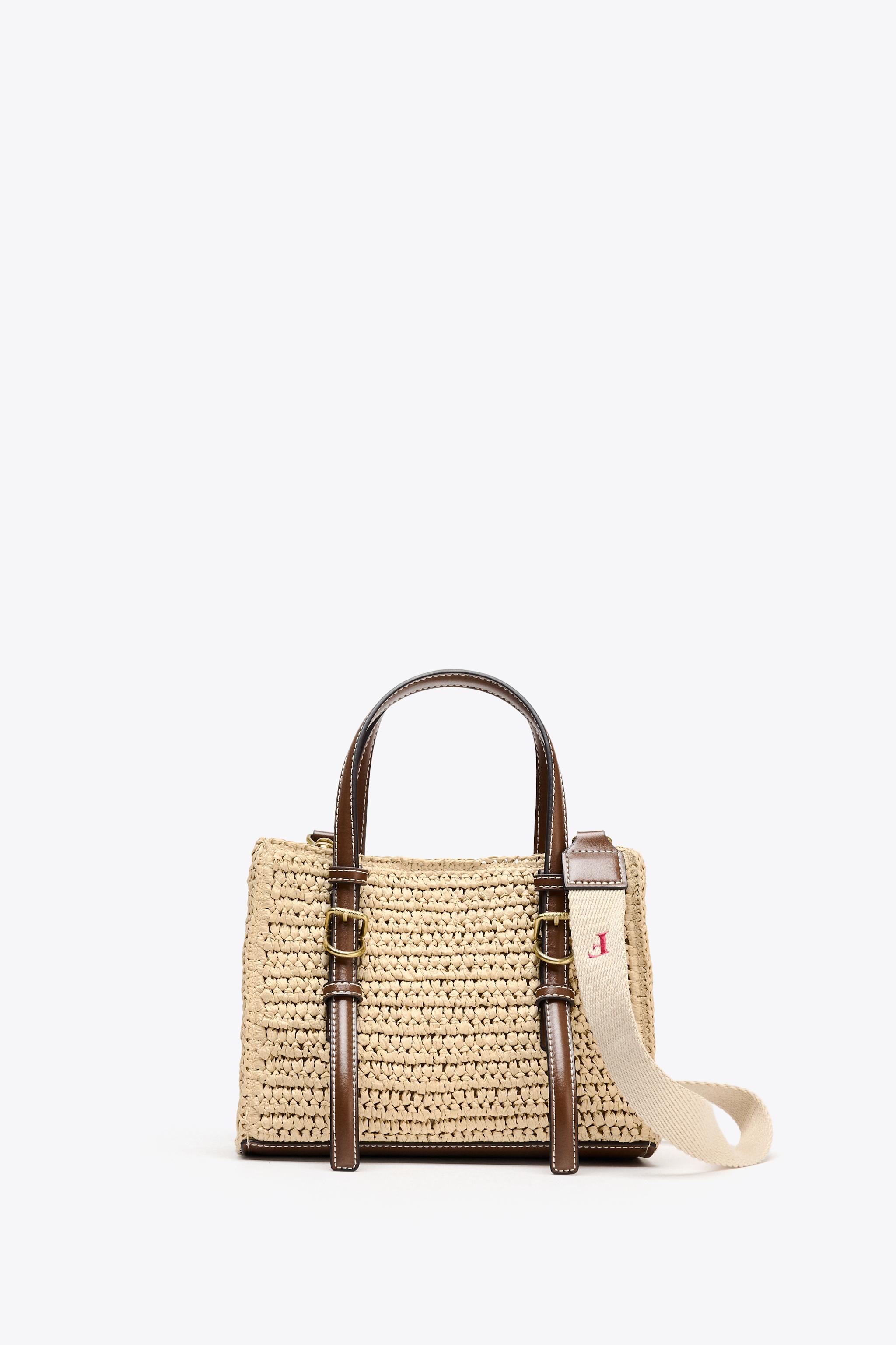 スペイン発送 ZARA 編み込みボディのリジッドバッグ カジュアル org.jpg