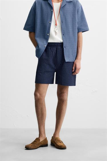 BERMUDA RELAXED FIT SEERSUCKER - Bleu / Bleu marine de Zara - Image 1
