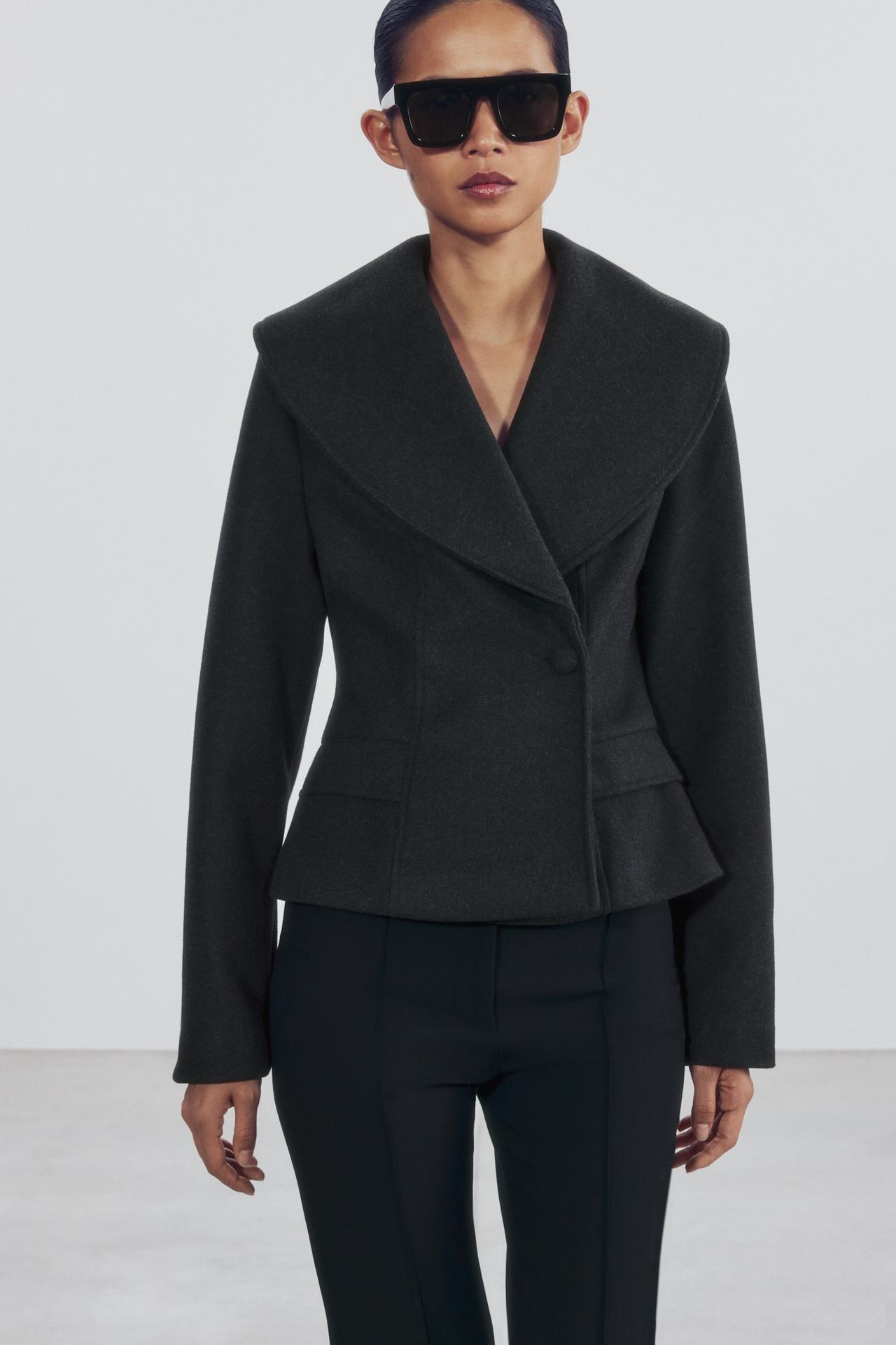FITTED JACKET WITH MAXI LAPELS — Anthracite grey
