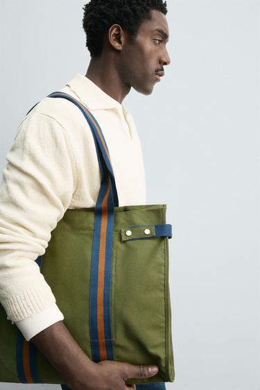 SAC SHOPPER EN TISSU - Vert kaki de Zara - Image 2