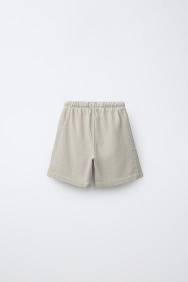 PLUSH BERMUDA SHORTS WITH LABEL - Sand by Zara - Image 1