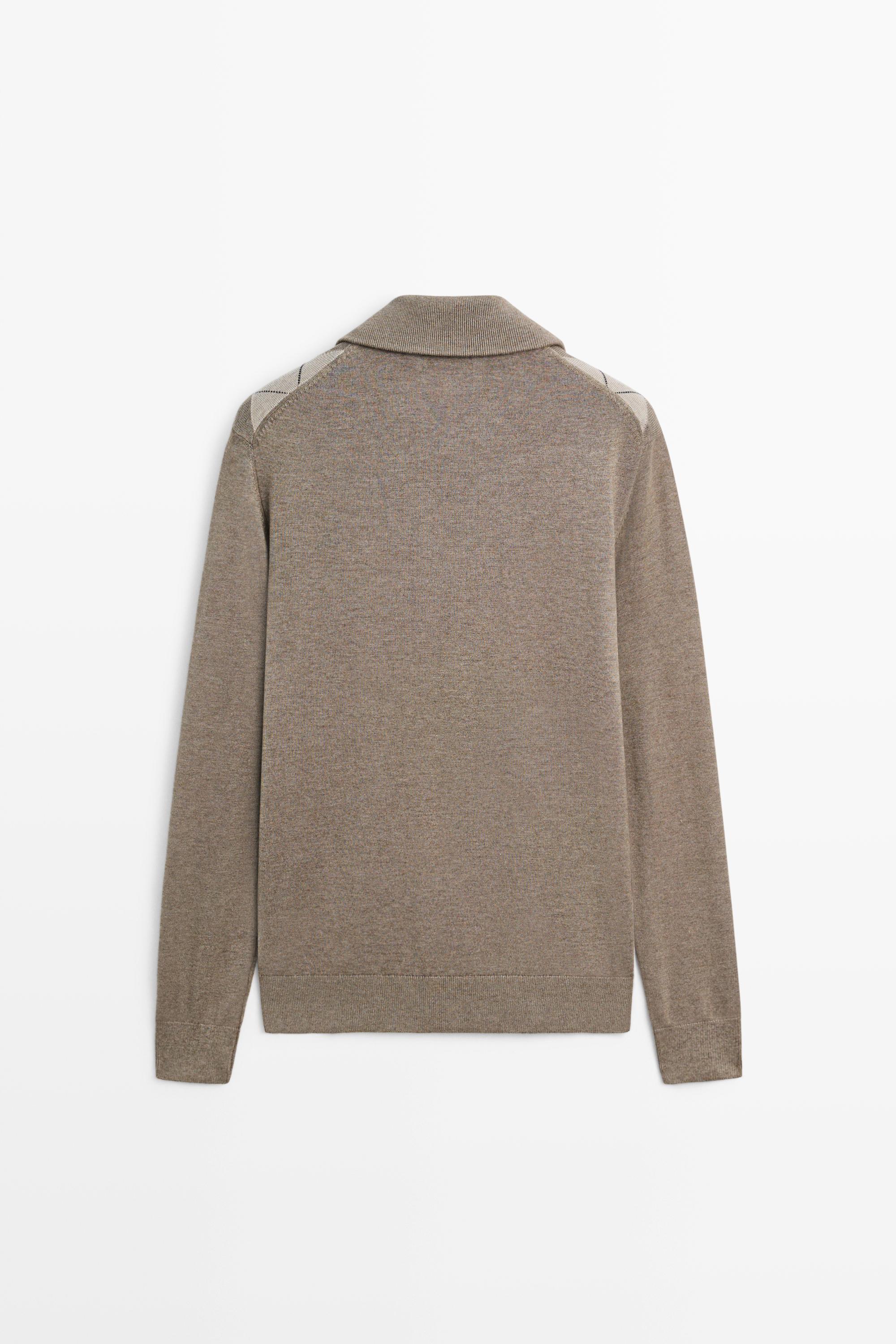 Argyle quarter-zip knit sweater