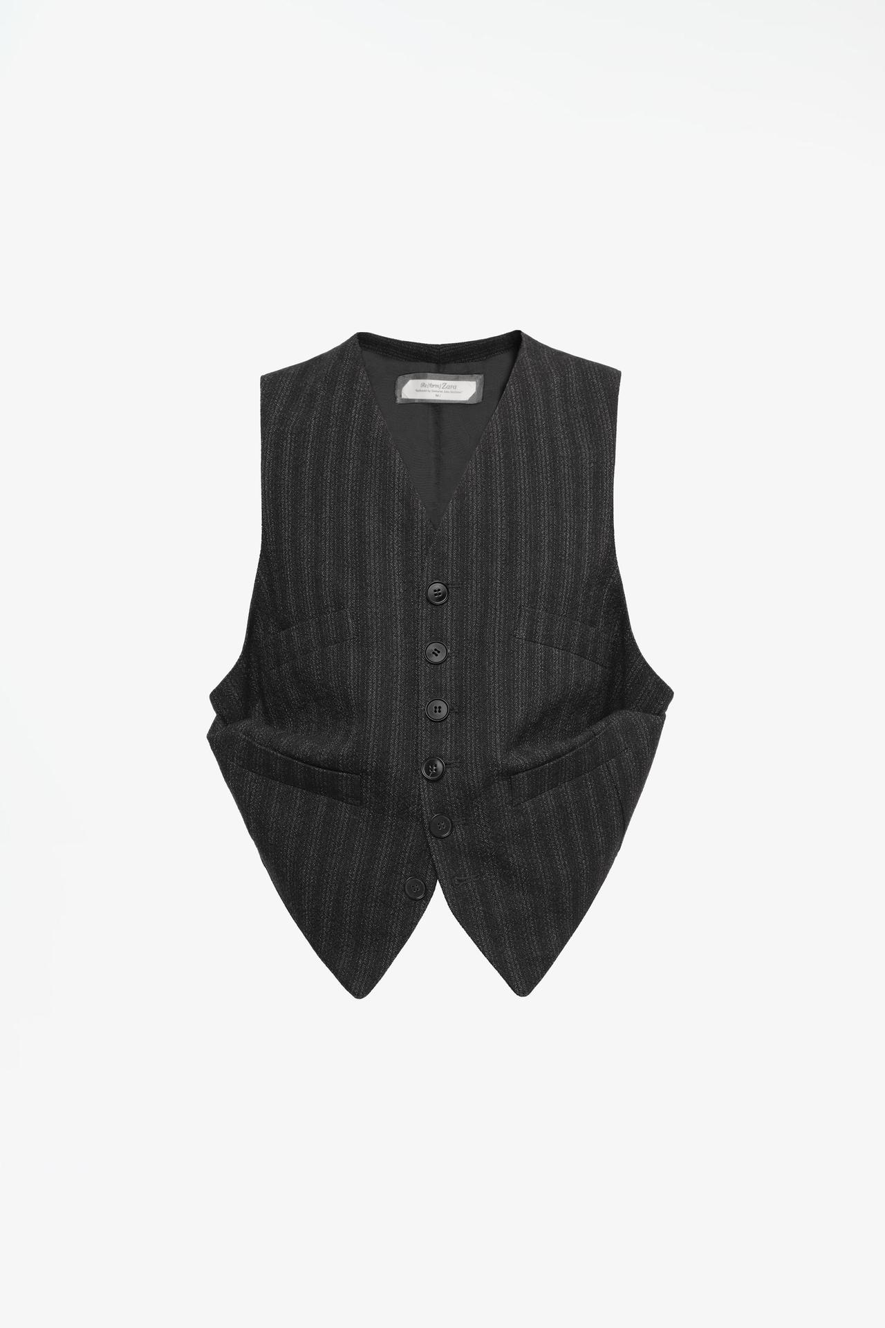 LIMITED EDITION 100% WOOL PINSTRIPE VEST — Black