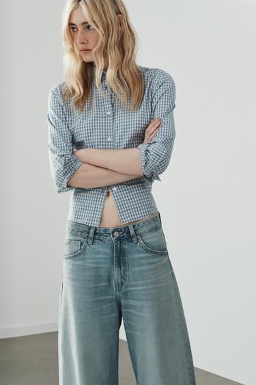 TRF BAGGY FOLDED JEANS - Light blue by Zara