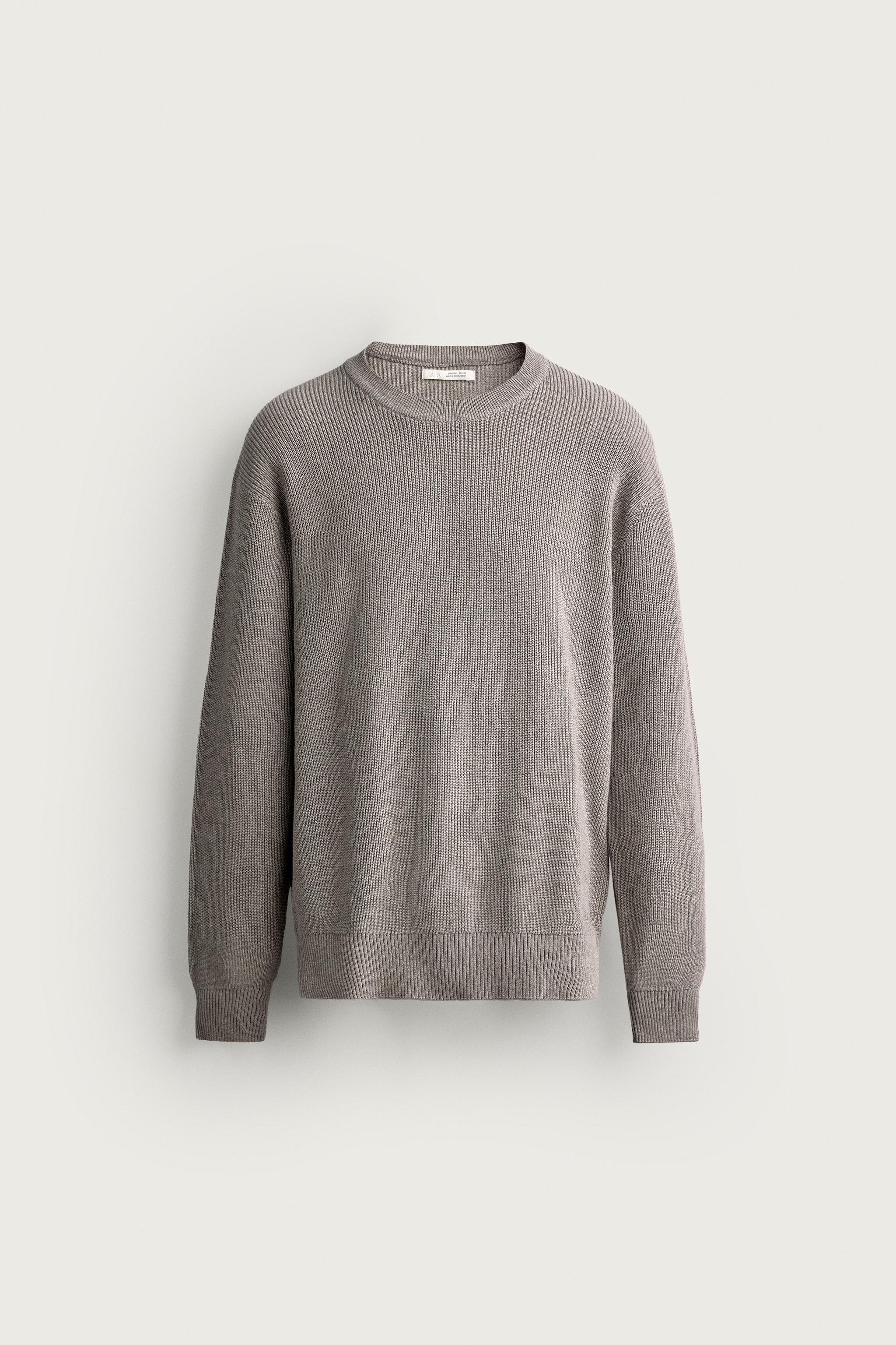 REGULAR FIT KNIT SWEATER — Gray marl