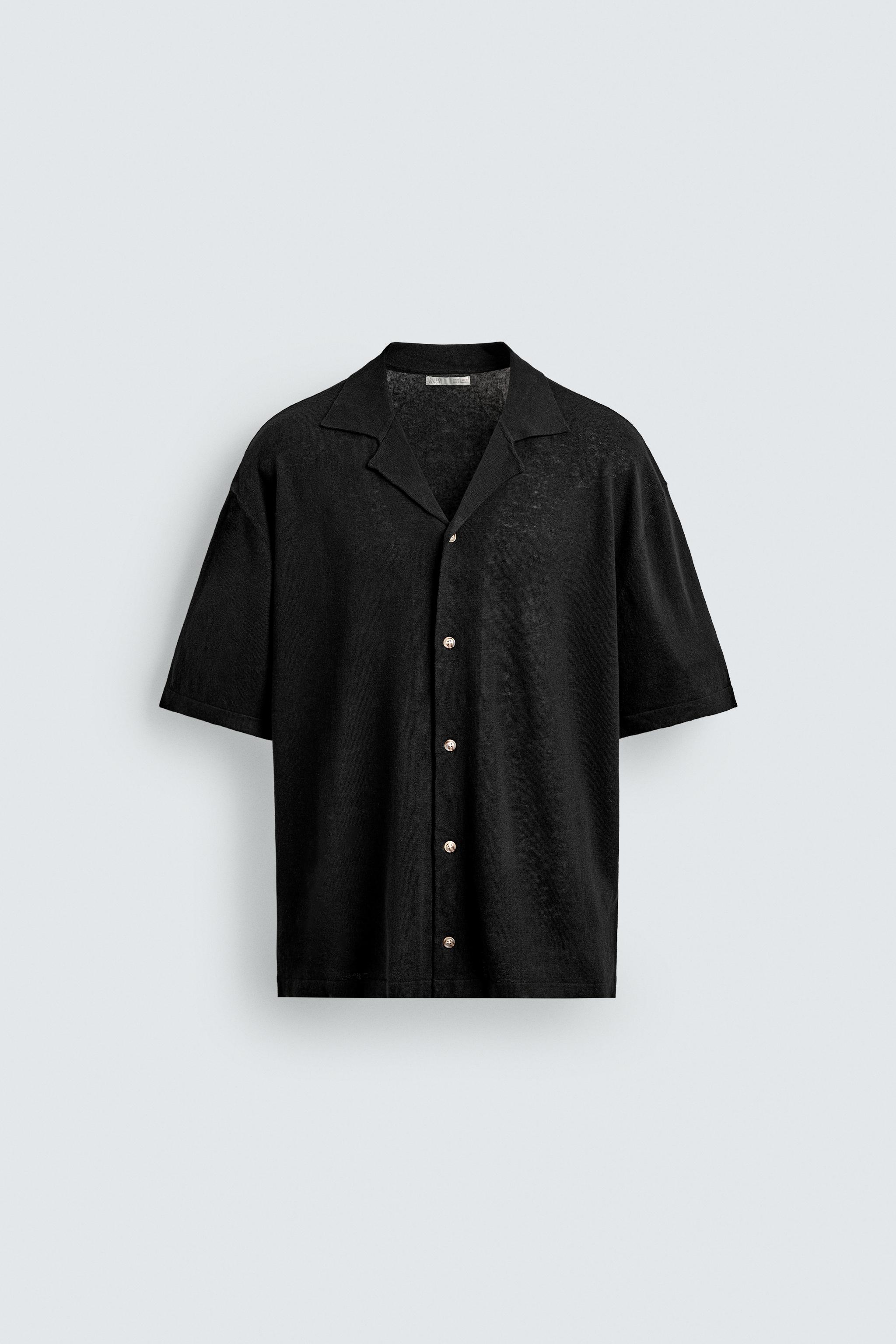 LINEN COTTON BLEND KNIT SHIRT