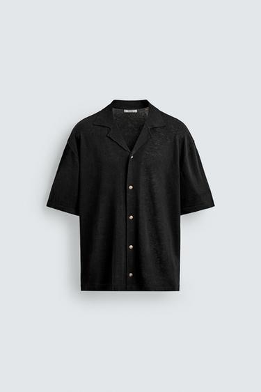 KNIT LINEN-COTTON SHIRT - Black by Zara
