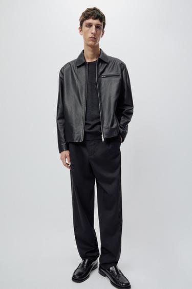 Zara Nappa leather jacket with pocket detail - Black - Image 0