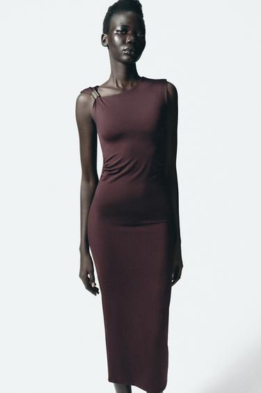 FUSTAN ZBUKURIM METALIK - Bordo nga Zara