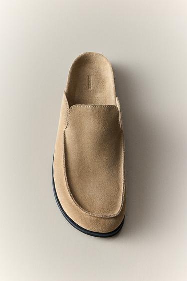 LEATHER MULE CLOG SLIPPERS -  by Zara