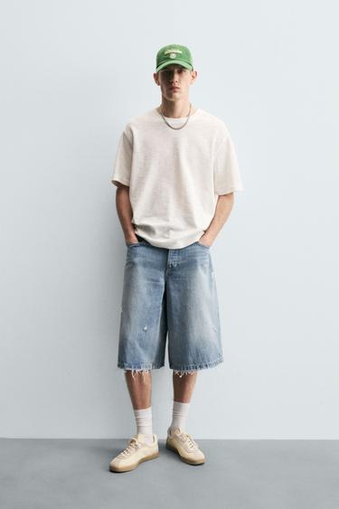 RIPPED BAGGY FIT DENIM BERMUDA SHORTS - Blue by Zara - Image 0