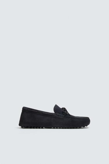 LIMITED EDITION LEATHER CASUAL LOAFERS - Blue by Zara