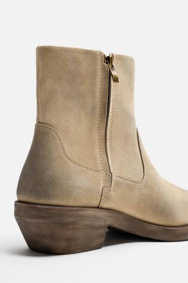 LEATHER COWBOY BOOTS - Sand Brown by Zara - Image 2