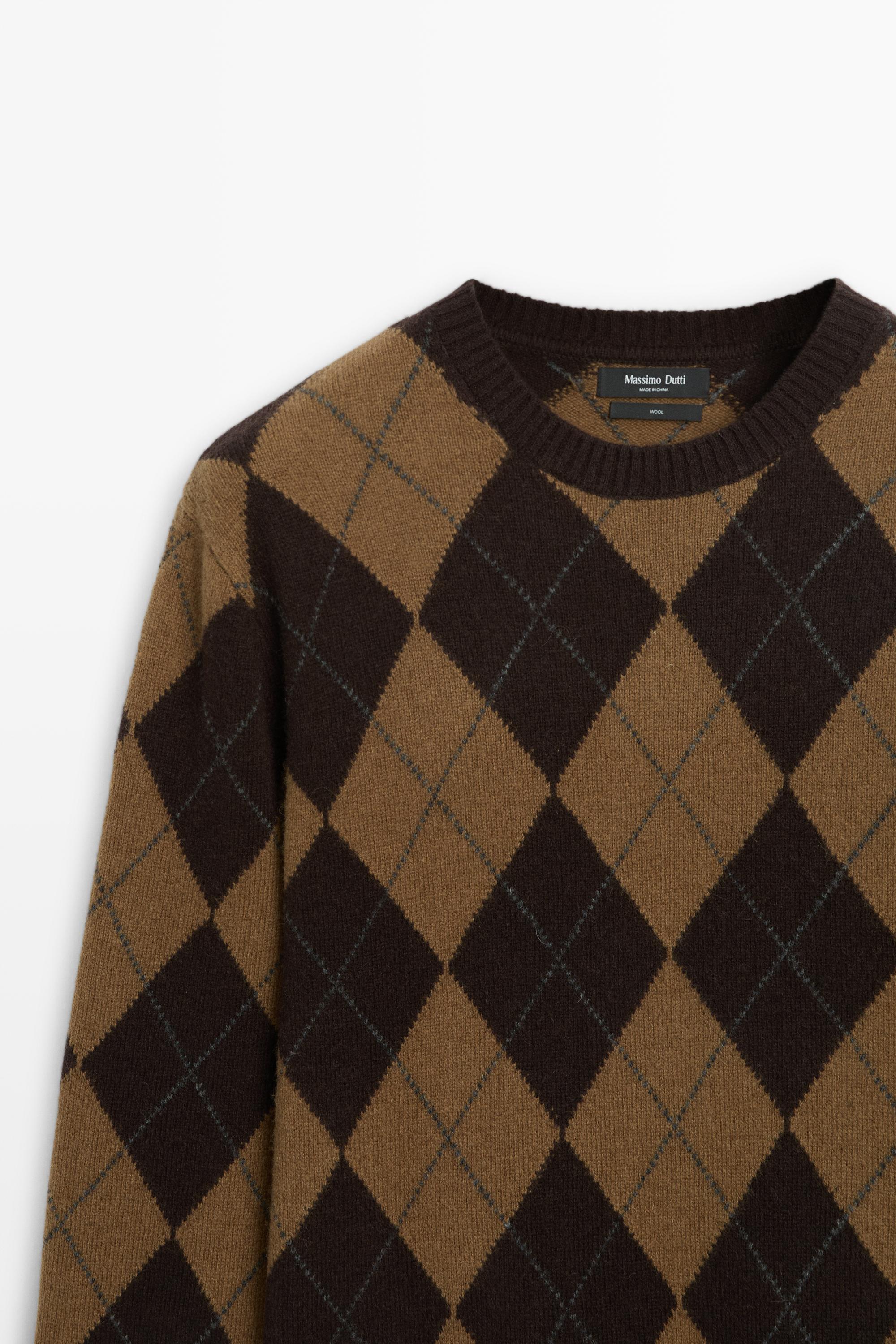 Pull à losanges en maille 100 % laine
