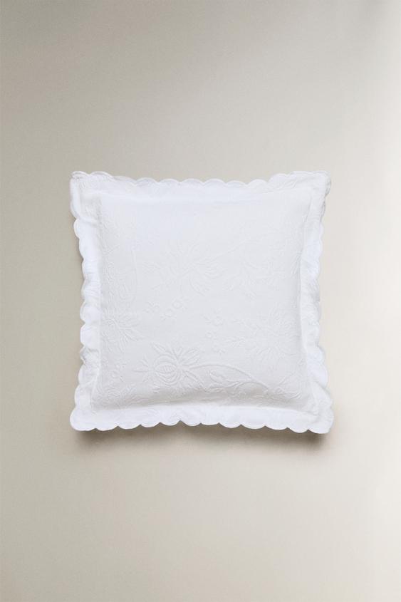 CAPA DE ALMOFADA DE ALGODÃO COM JACQUARD - Branco da Zara - Imagem 0