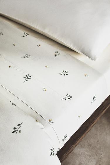 DRAP DE DESSUS IMPRIMÉ FEUILLES - Vert d'eau de Zara - Image 5