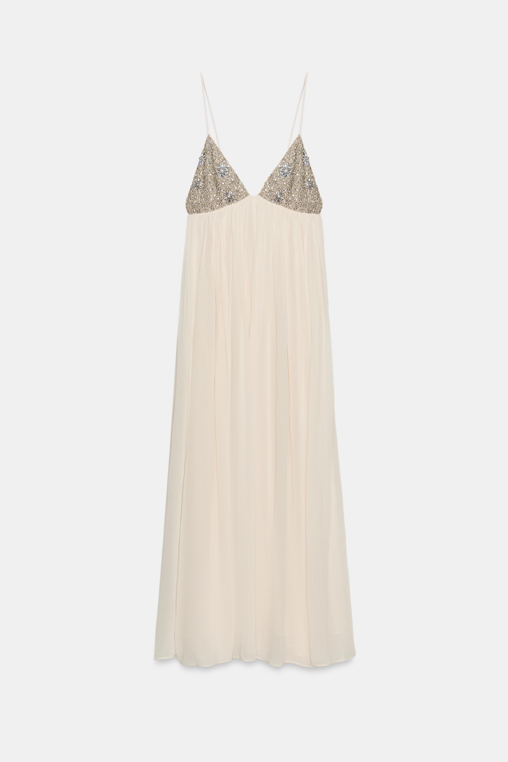 Женские платья Zara ZW COLLECTION BEADED MIDI DRESS — фото 7