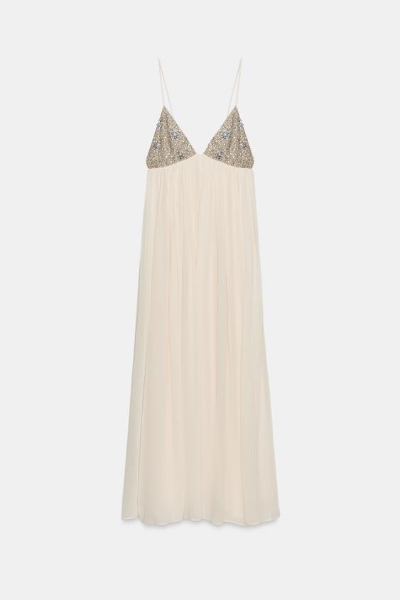 embellished midi dress zara Zara - Zw Collection Sequin Dress - White - M