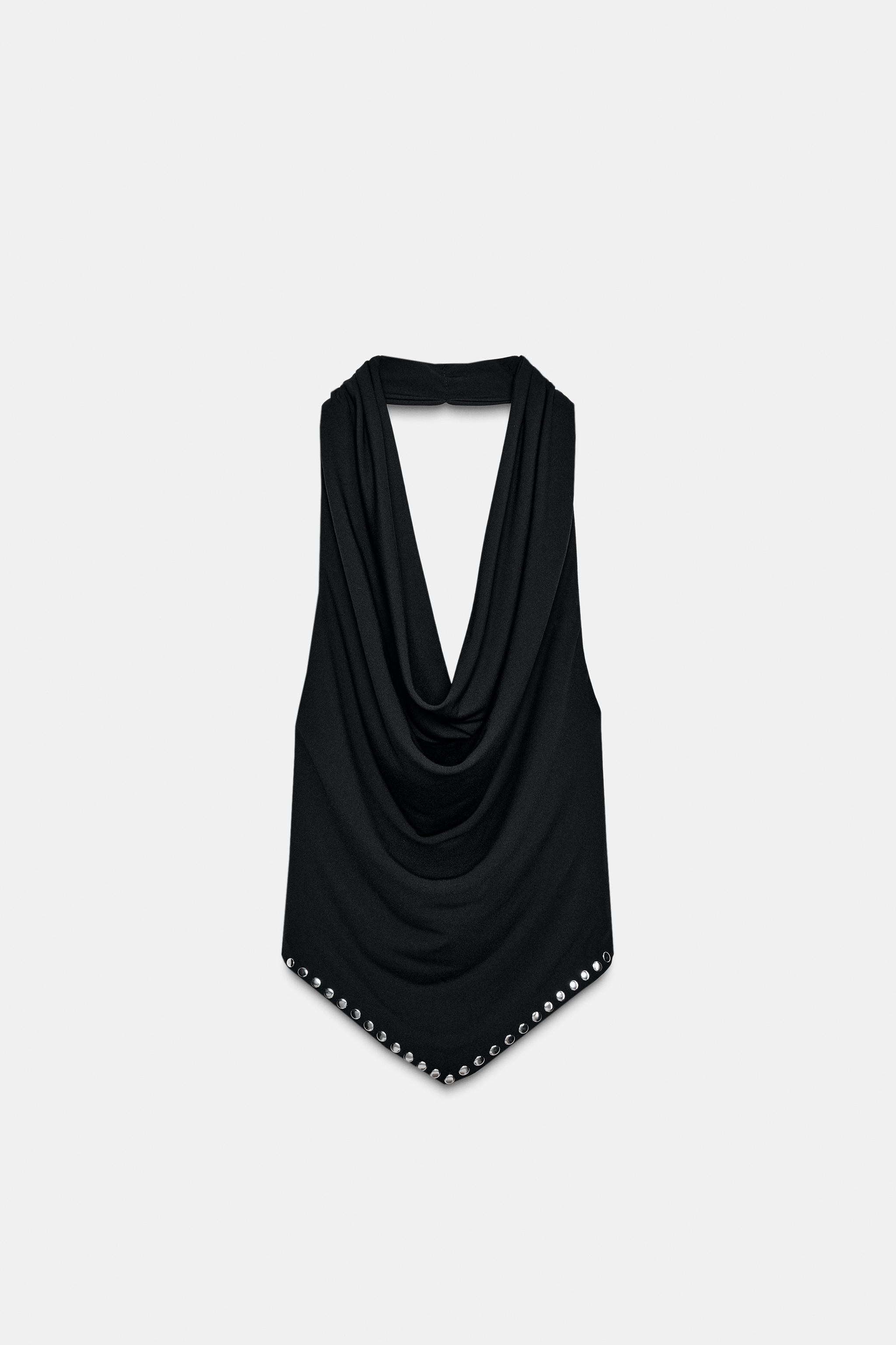 STUDDED HALTER TOP - Black | ZARA United States