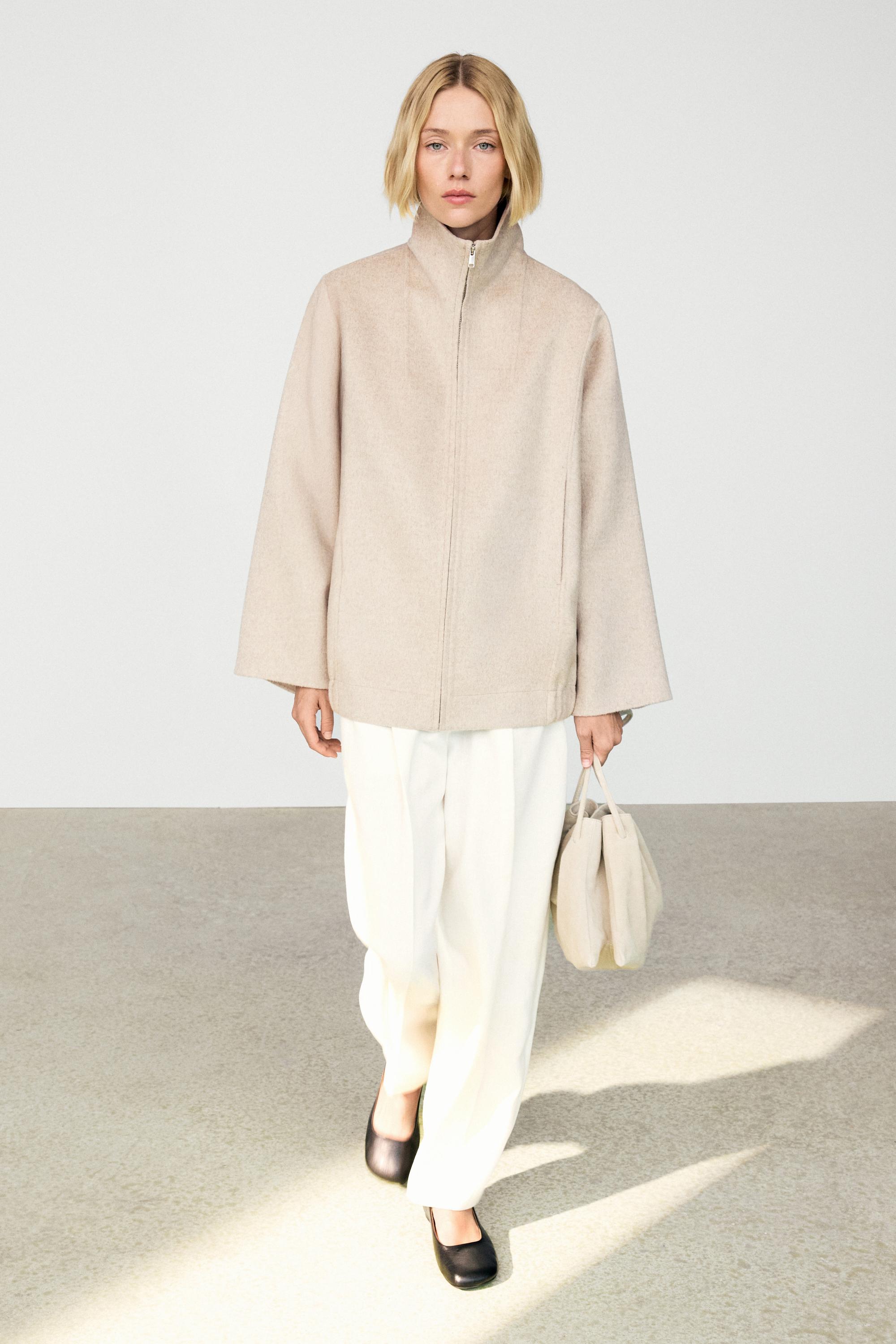 Wool blend bomber jacket - Beige | ZARA United States