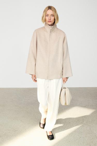 Veste bomber en laine mélangée - Beige de Zara